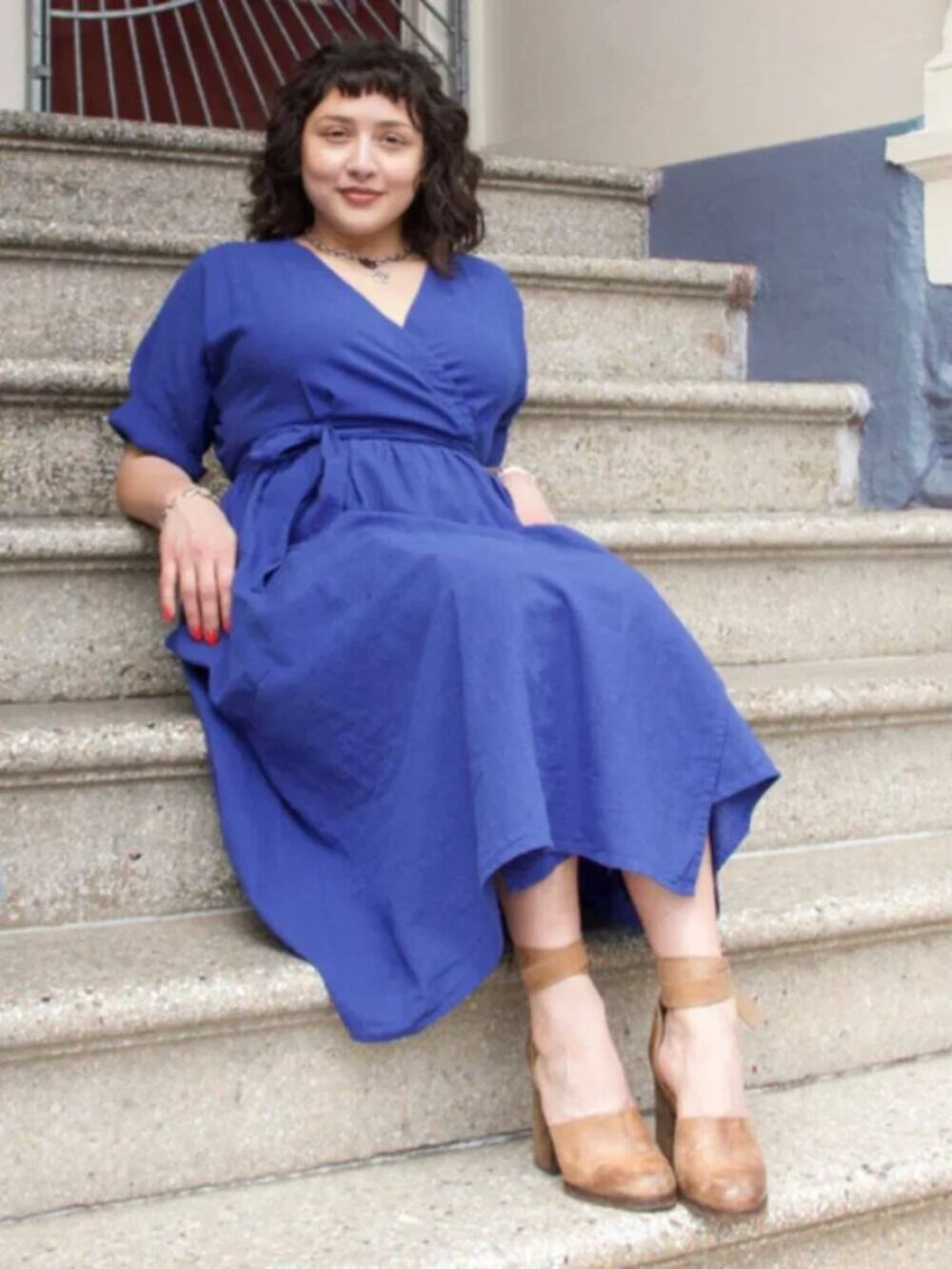 Curator SF Ansilee Wrap Dress, 2XL, Iris Blue